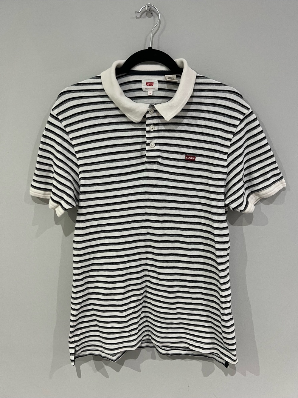 Levi's Black & White Striped Polo Shirt